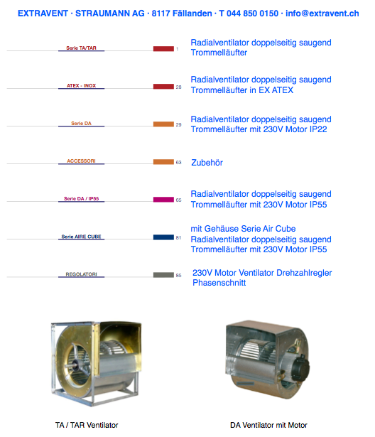 Extravent Monoblocks · Lüftungsgeräte · Ventilatoren · Steuerung · Regulierung